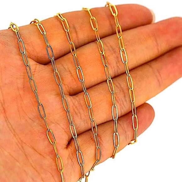 Gold Plated Paperclip Necklace, Multilayer, Minimalist, Boho, Statement - Picture 5 of 6